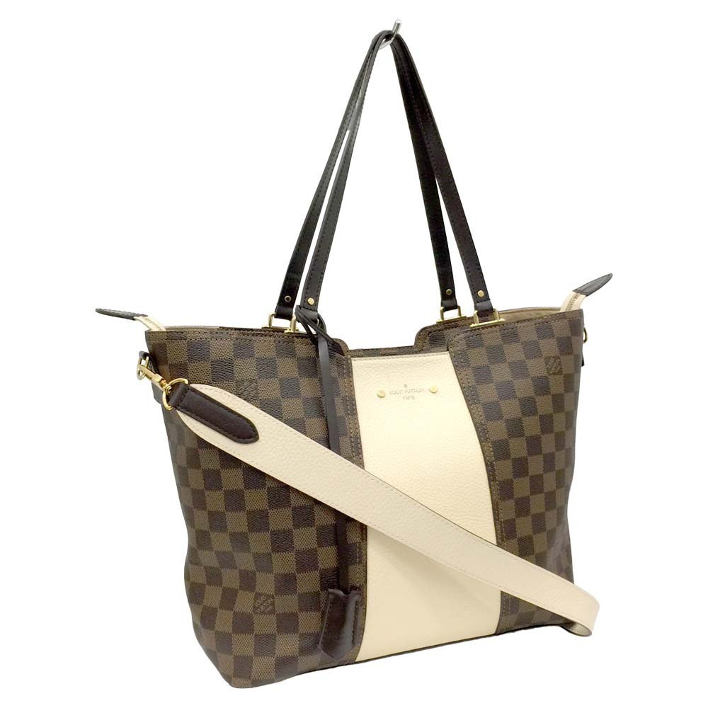 Louis Vuitton Bag Damier Shoulder Jersey Tote Brown Cream - Picture 2 of 10